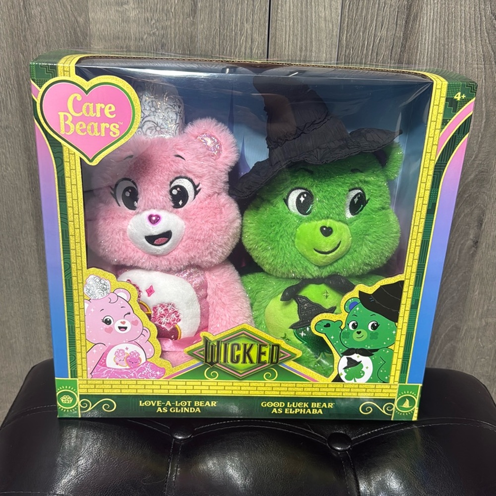 New Care Bears x Wicked Care Bear Glinda & Elphaba Plush Stuffed Toy Gift Set